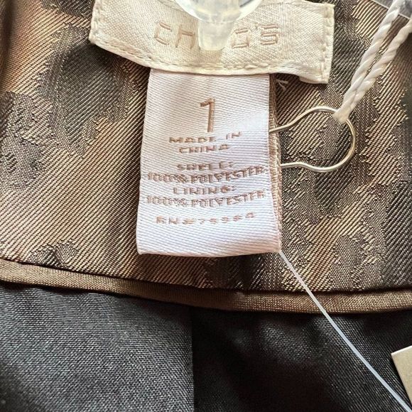 Chico's Bronze Animal Print Jacket - Size 1 - Picture 2 of 5